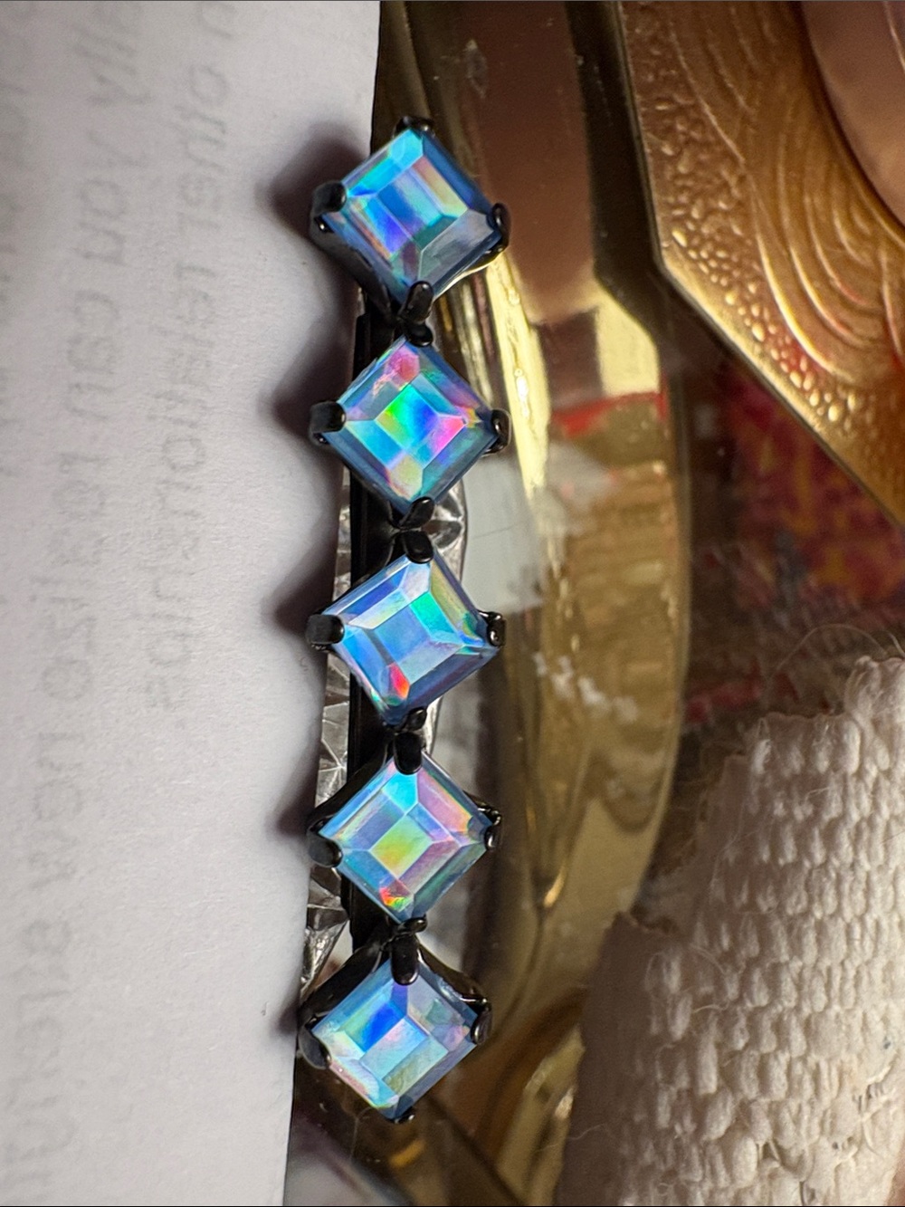 Iridescent Blue Square Crystal Hair Pin
